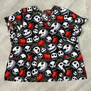 Women’s Disney Tim Burton The Nightmare Before Christmas Scrub Top Plus Size 3X